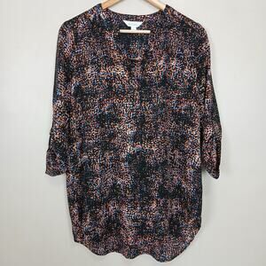 Decree‎ V-Neck Tunic Top Women Large Abstract Boho Indie Dark Academia Artistic